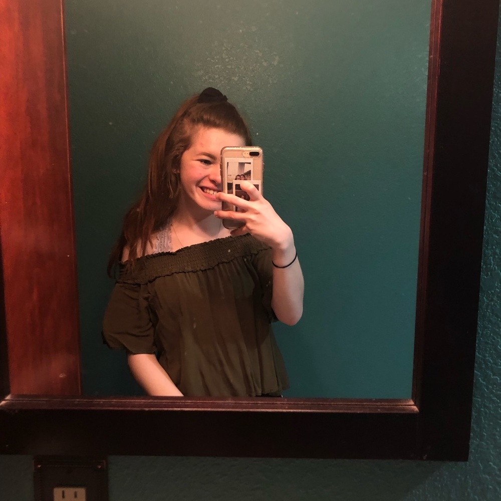 Green off the shoulder top